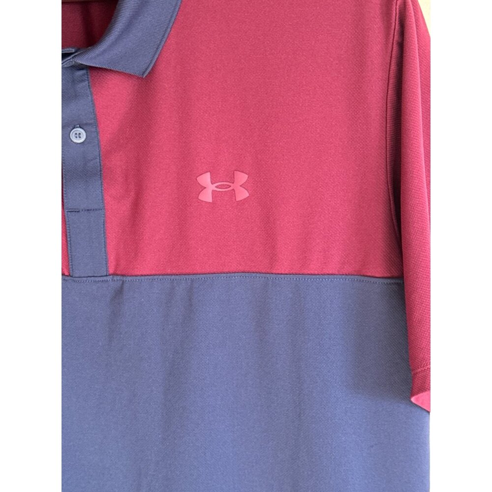 Under Armour Mens XL Two-Tone Maroon & Navy Performance Polo Shirt - Picture 3 of 8